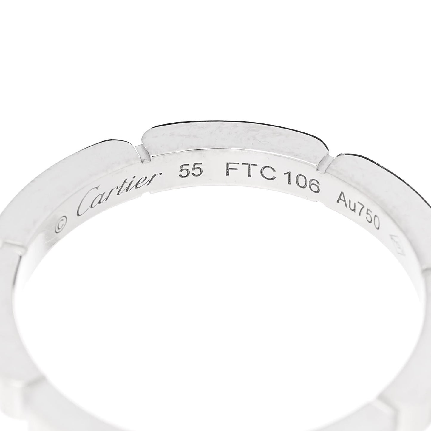 18K White Gold Diamond Maillon Panthere Half Diamond Wedding Band Ring 55 7.25