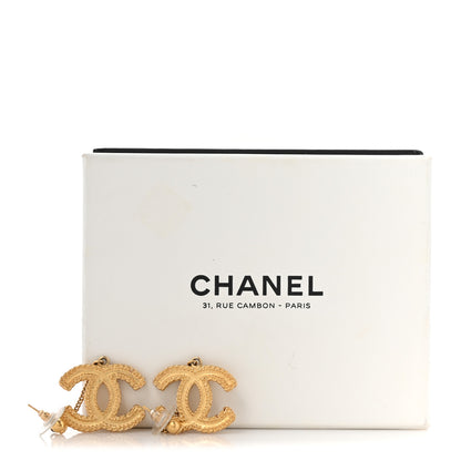 Chanel CC Drop Earrings Matte Gold 5 of 5