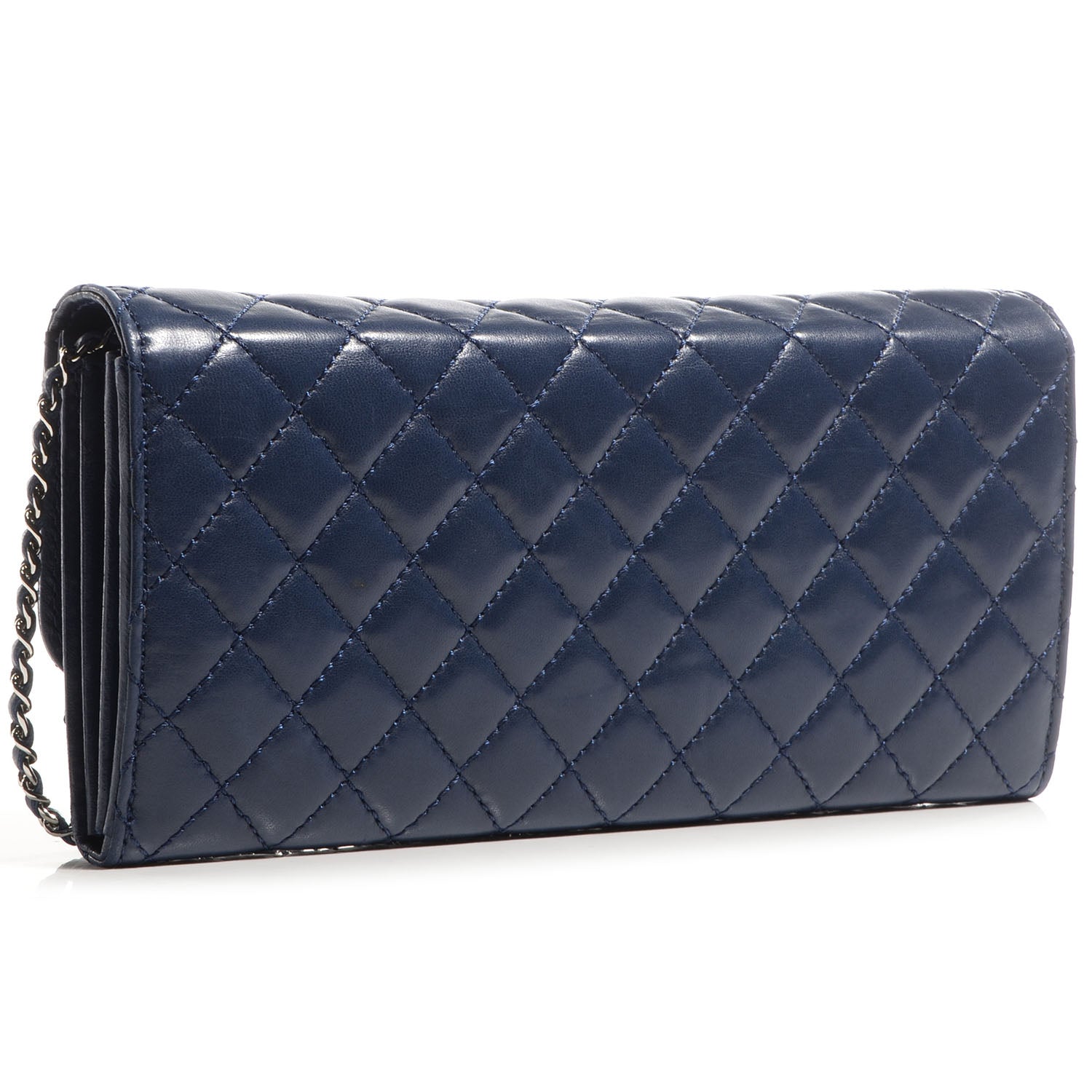 Chanel Lambskin Clutch Chain Flap Dark Blue 3 of 8