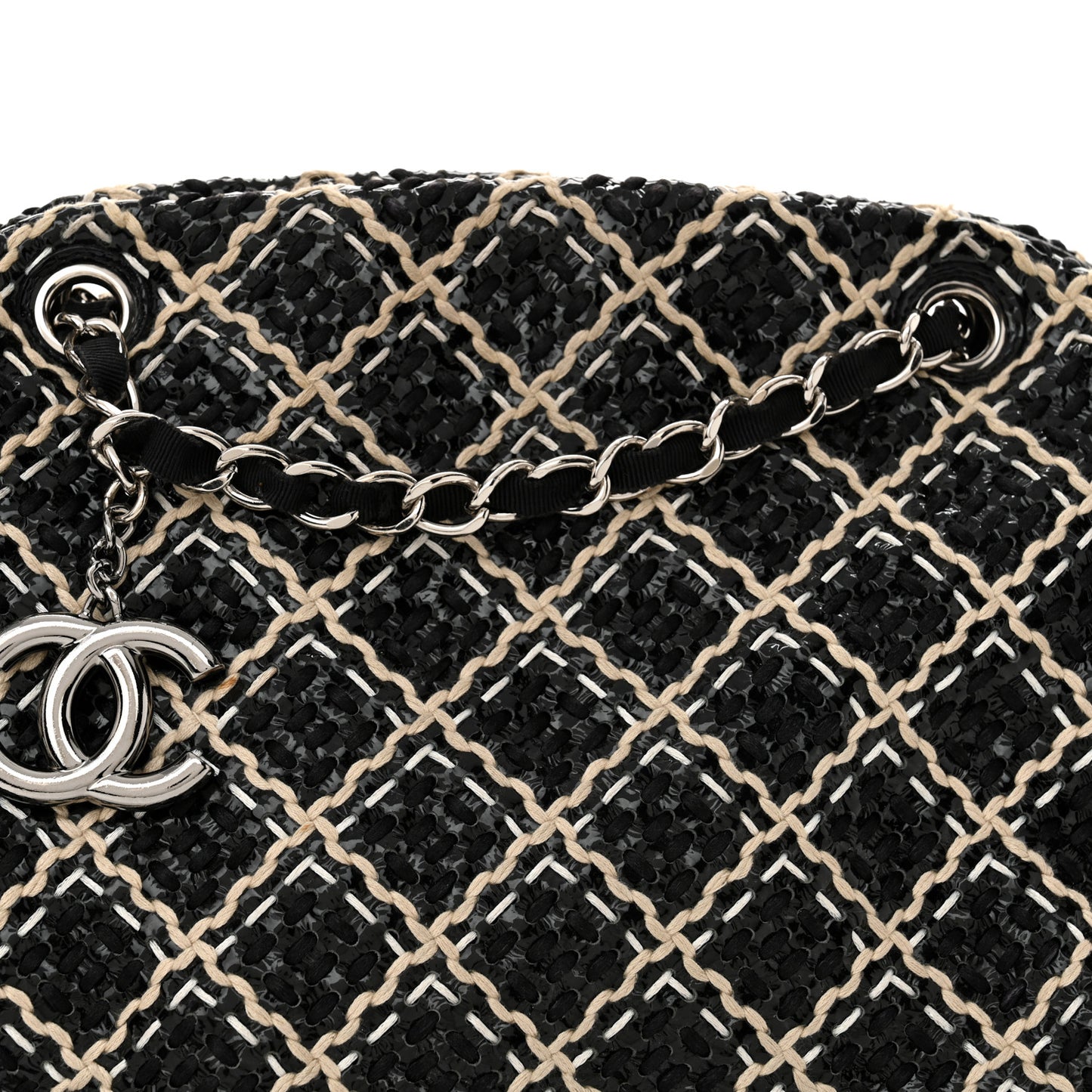 Patent Hand Embroidered Large Just Mademoiselle Black