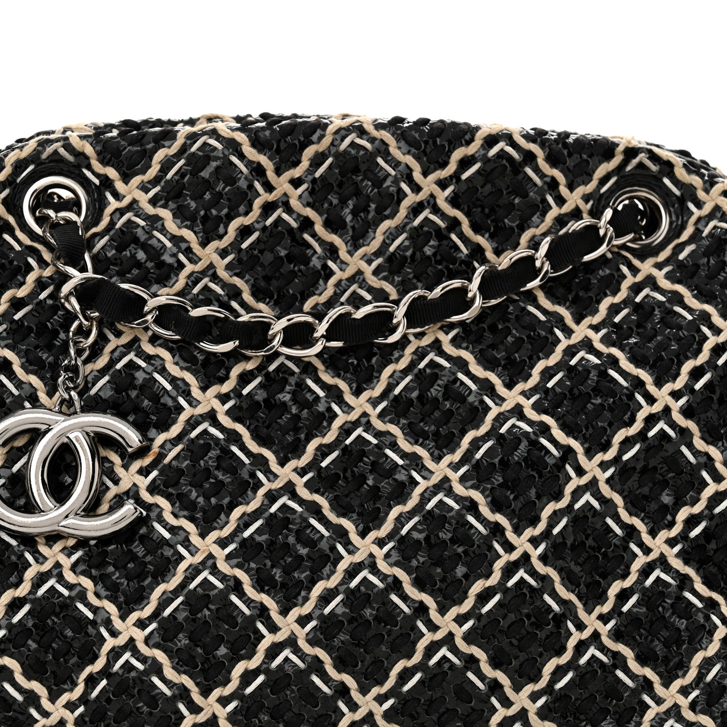 Chanel Patent Hand Embroidered Large Just Mademoiselle Black 8 of 11