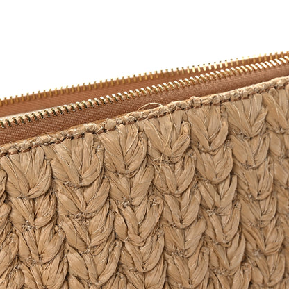 Valentino Garavani Raffia Calfskin Vlogo Zip Pouch Naturale Brown 7 of 7
