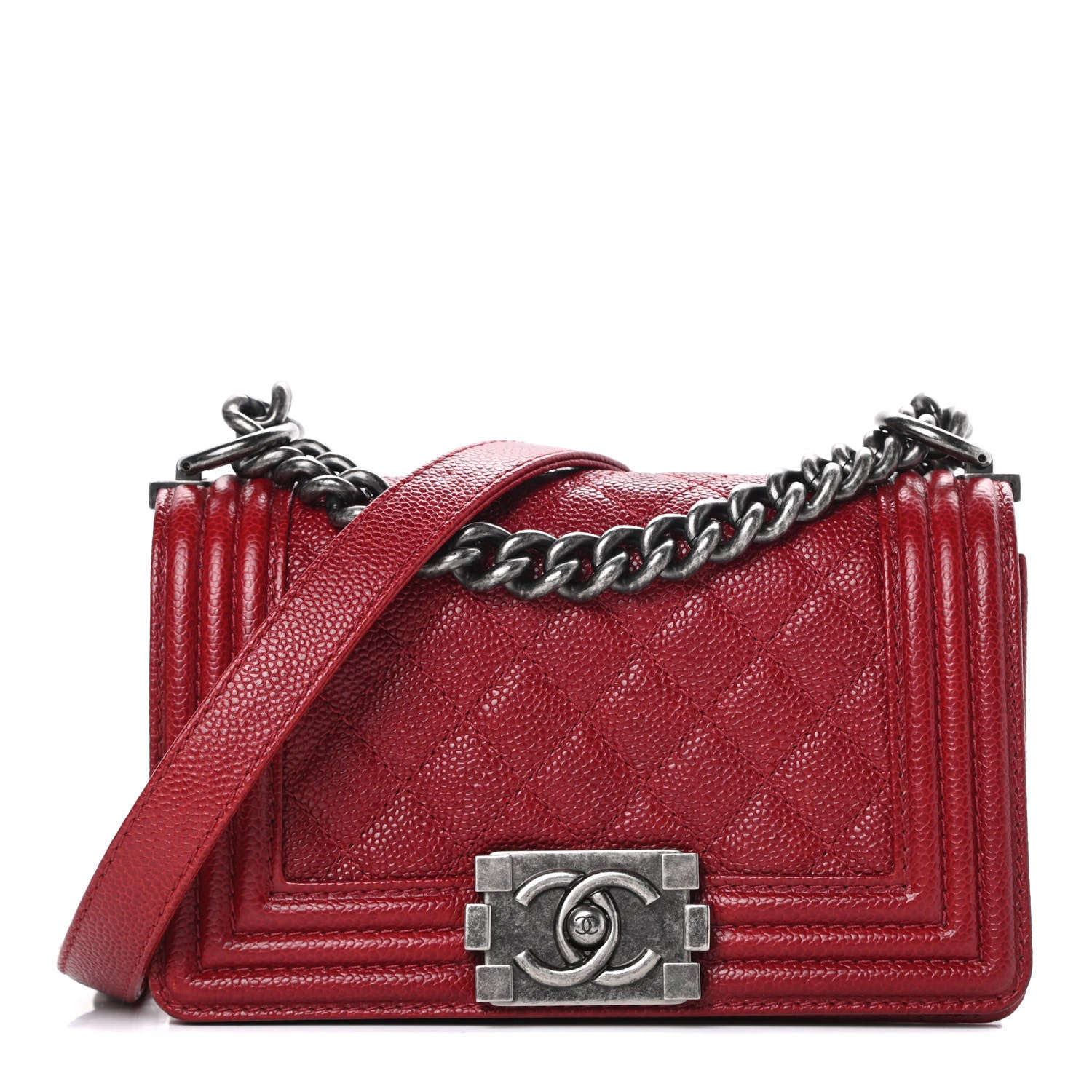 Chanel Caviar Quilted Small Boy Flap Dark Red 1 of 12