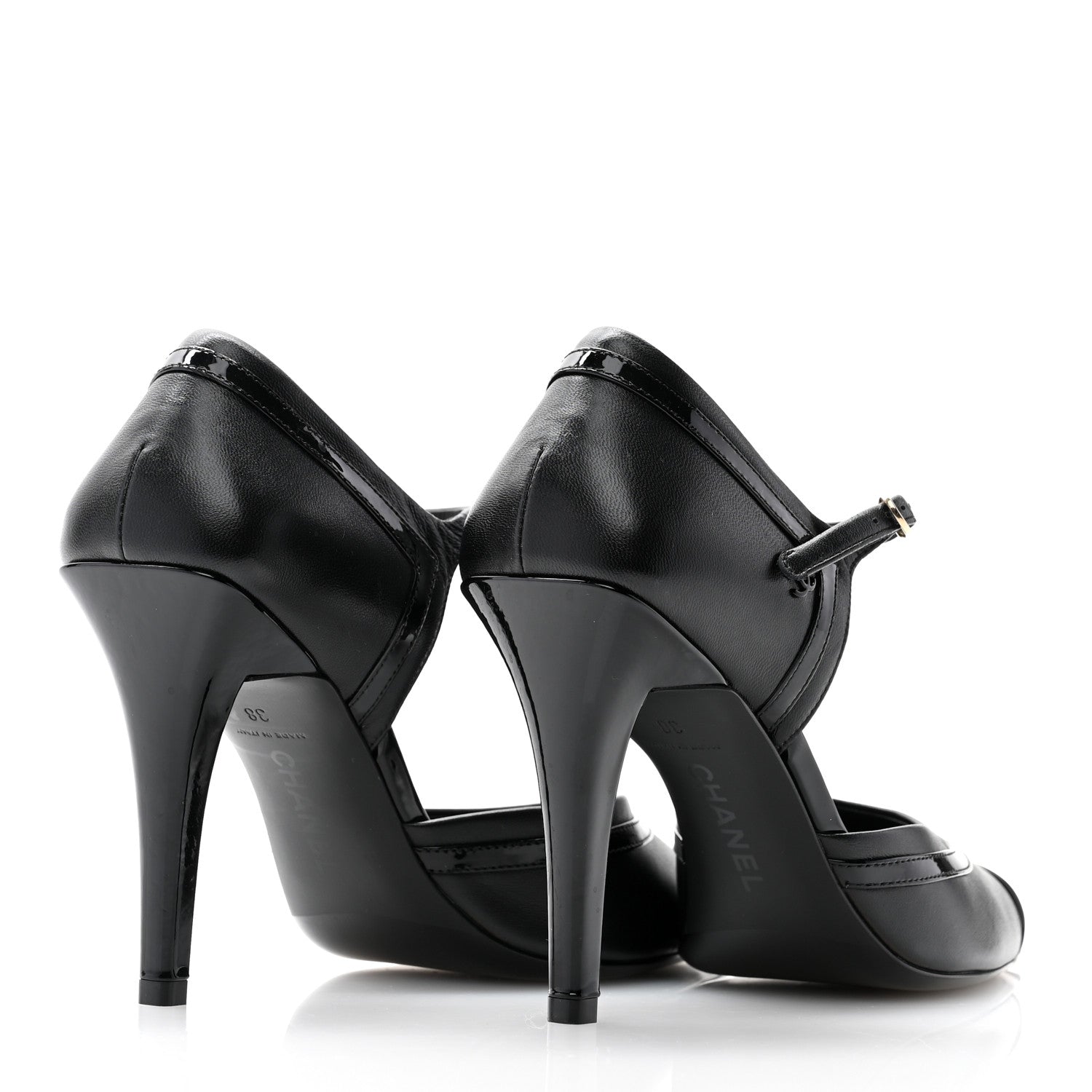 Chanel Patent Calfskin CC Ankle Strap Pumps 38 Black 4 of 10