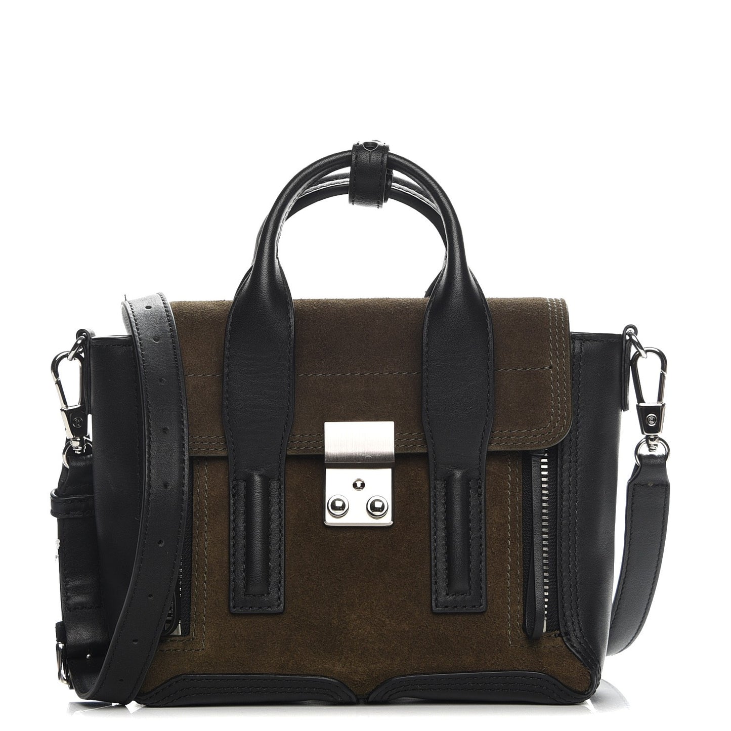 3.1 Suede Calfskin Mini Pashli Satchel Dark Moss
