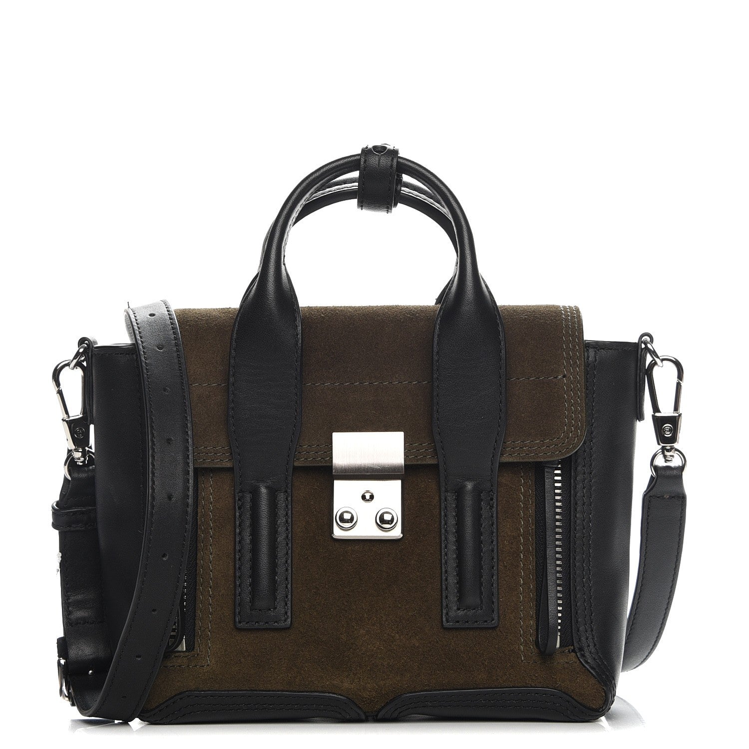 3.1 Phillip Lim 3.1 Suede Calfskin Mini Pashli Satchel Dark Moss 1 of 7