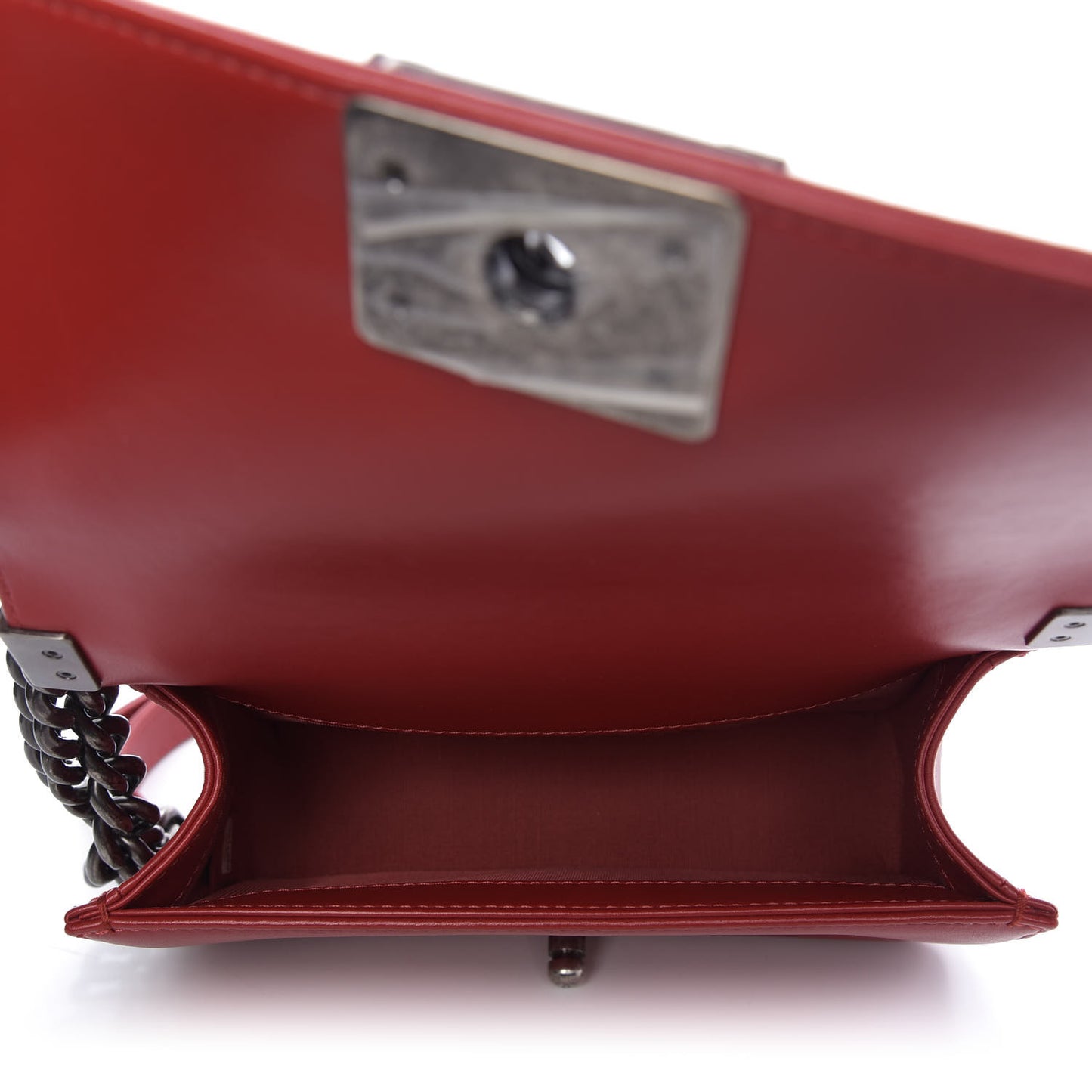Calfskin Quilted Small Boy Flap Red