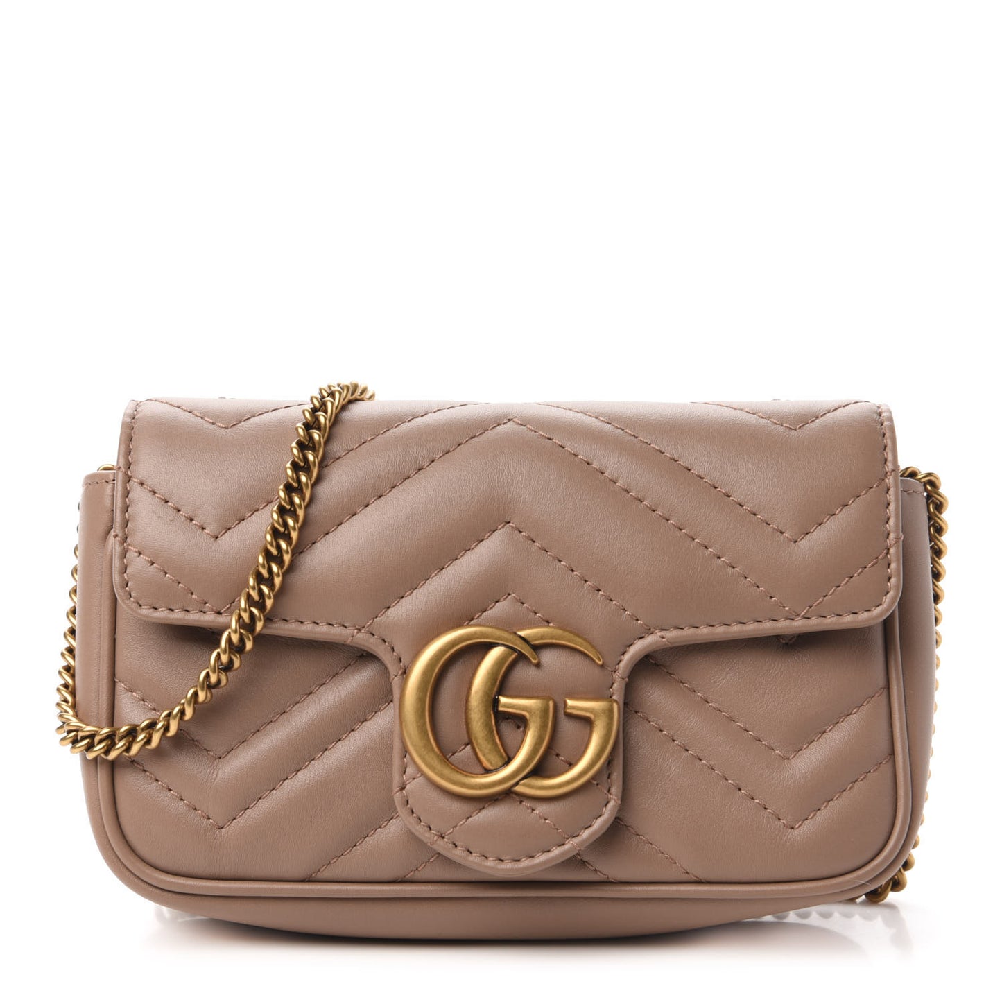 Calfskin Matelasse Super Mini GG Marmont Shoulder Bag Porcelain Rose