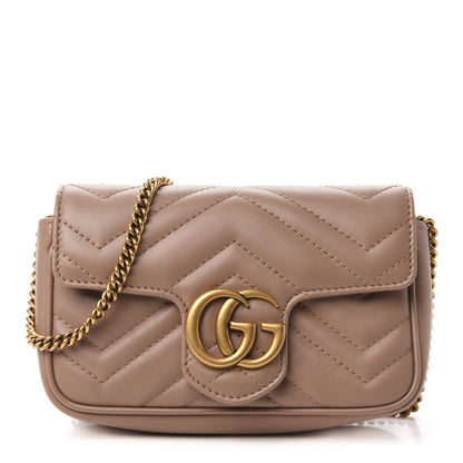 Gucci Calfskin Matelasse Super Mini GG Marmont Shoulder Bag Porcelain Rose 1 of 11