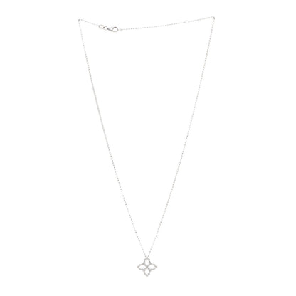 Roberto Coin 18K White Gold Diamond Medium Princess Open Flower Pendant Necklace 3 of 4