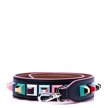 Fendi Vitello Dolce Plexiglass Bi-Color Studded Strap You Black Brownie Multicolor 1 of 6