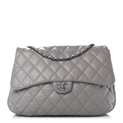 Chanel Lambskin Quilted 3 Flap Bag Grey 1 of 14
