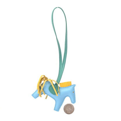 Hermes Milo Lambskin Grigri Rodeo Horse Bag Charm PM Bleu Celeste Lime Malachite 2 of 4