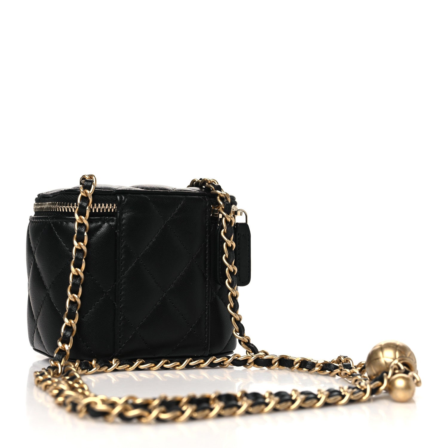 Chanel Lambskin Quilted Mini Pearl Crush Vanity Case With Chain Black 3 of 10