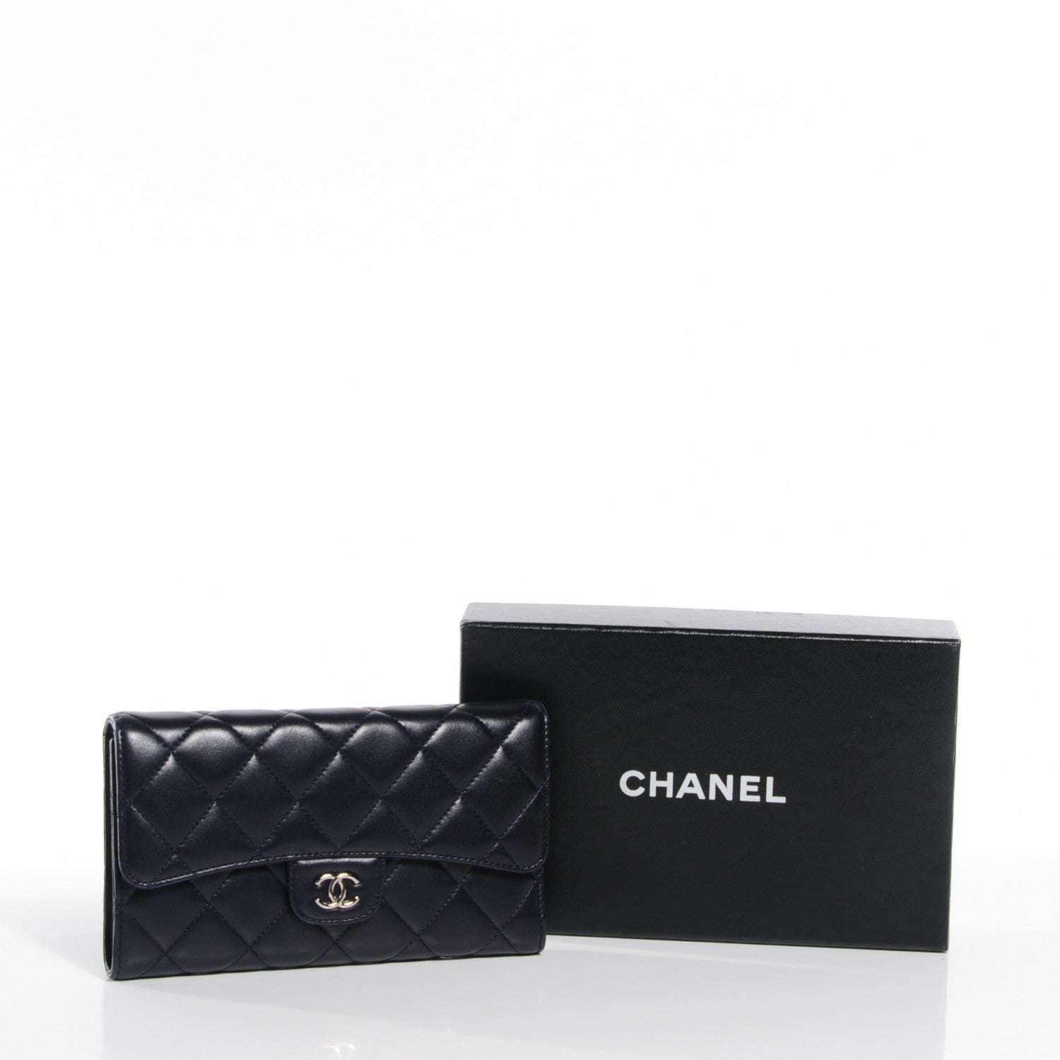 Chanel Lambskin Quilted Large Flap Wallet Navy 9 of 9