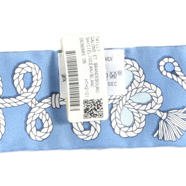 Hermes Silk Galons Et Brandebourg Twilly Ciel Ocean White 4 of 4