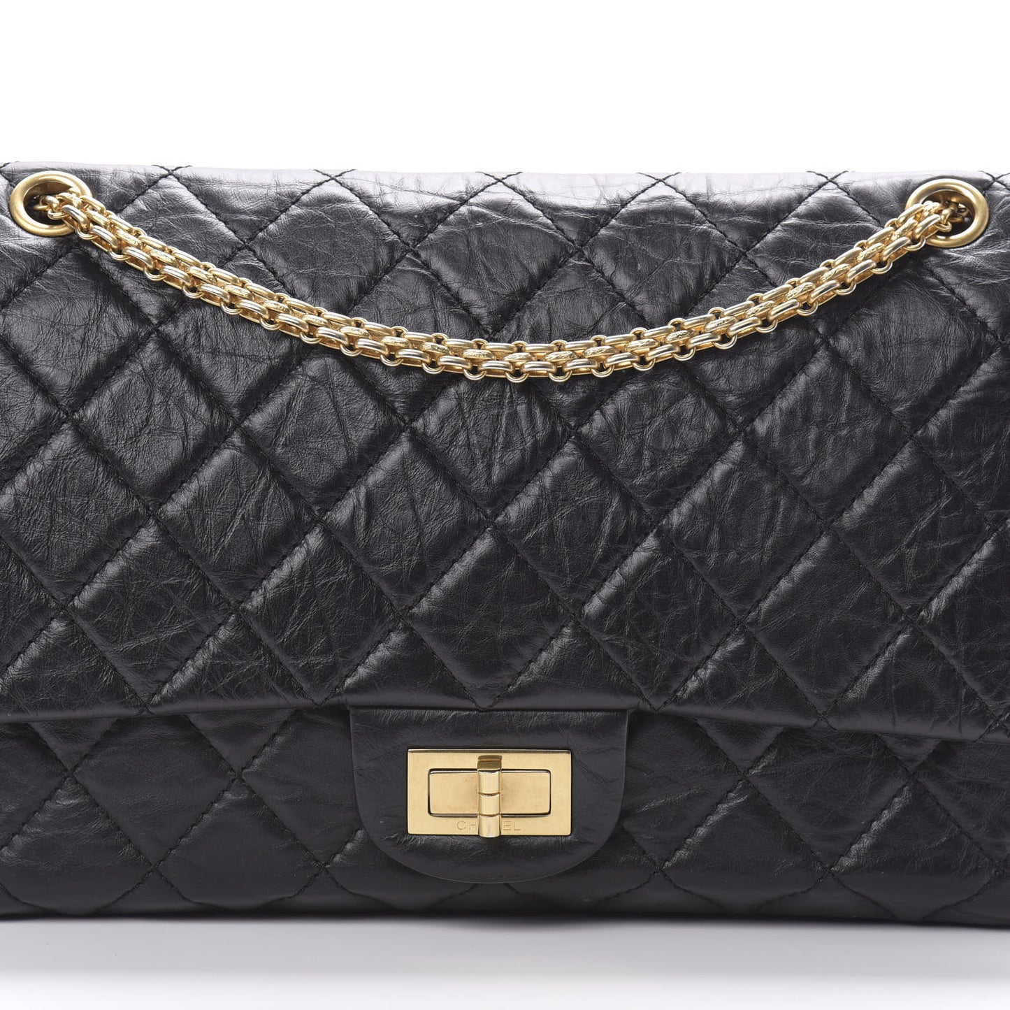 Aged Calfskin Quilted 2.55 Reissue 227 Flap Black