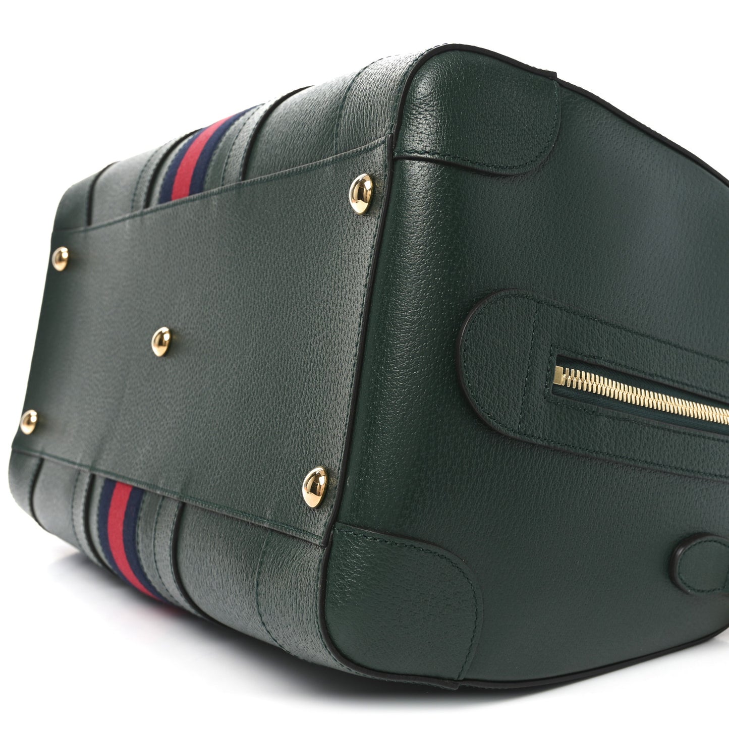 Textured Dollar Calfskin Web Medium Savoy Duffle Bag Green