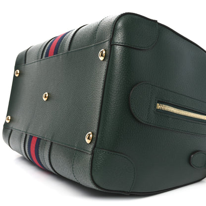 Gucci Textured Dollar Calfskin Web Medium Savoy Duffle Bag Green 9 of 9