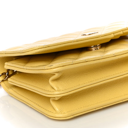 Chanel Caviar Quilted Mini Wallet On Chain WOC Yellow 9 of 12
