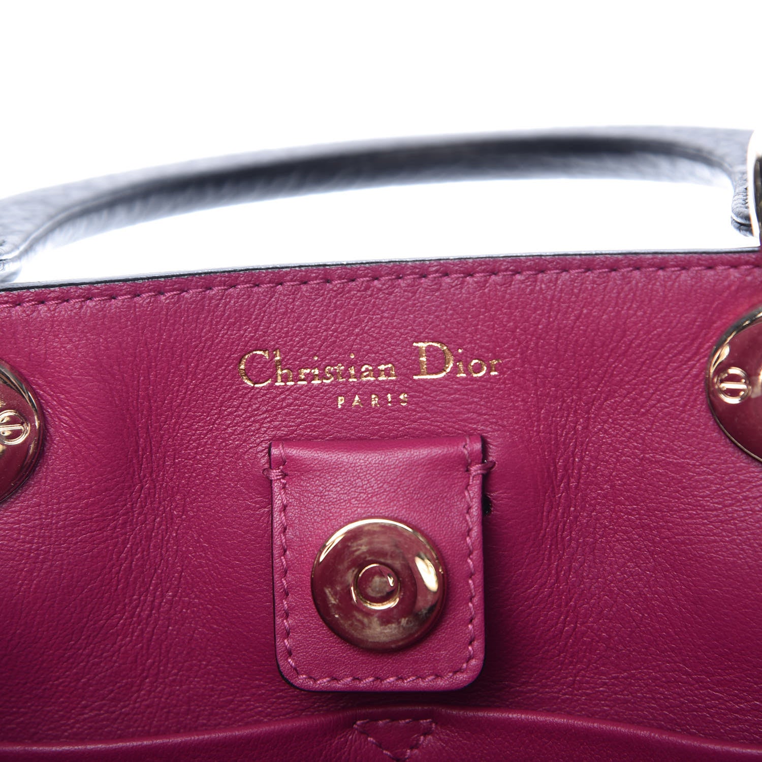 Christian Dior Bullcalf Medium Diorissimo Tote Black Rose Indien 8 of 13