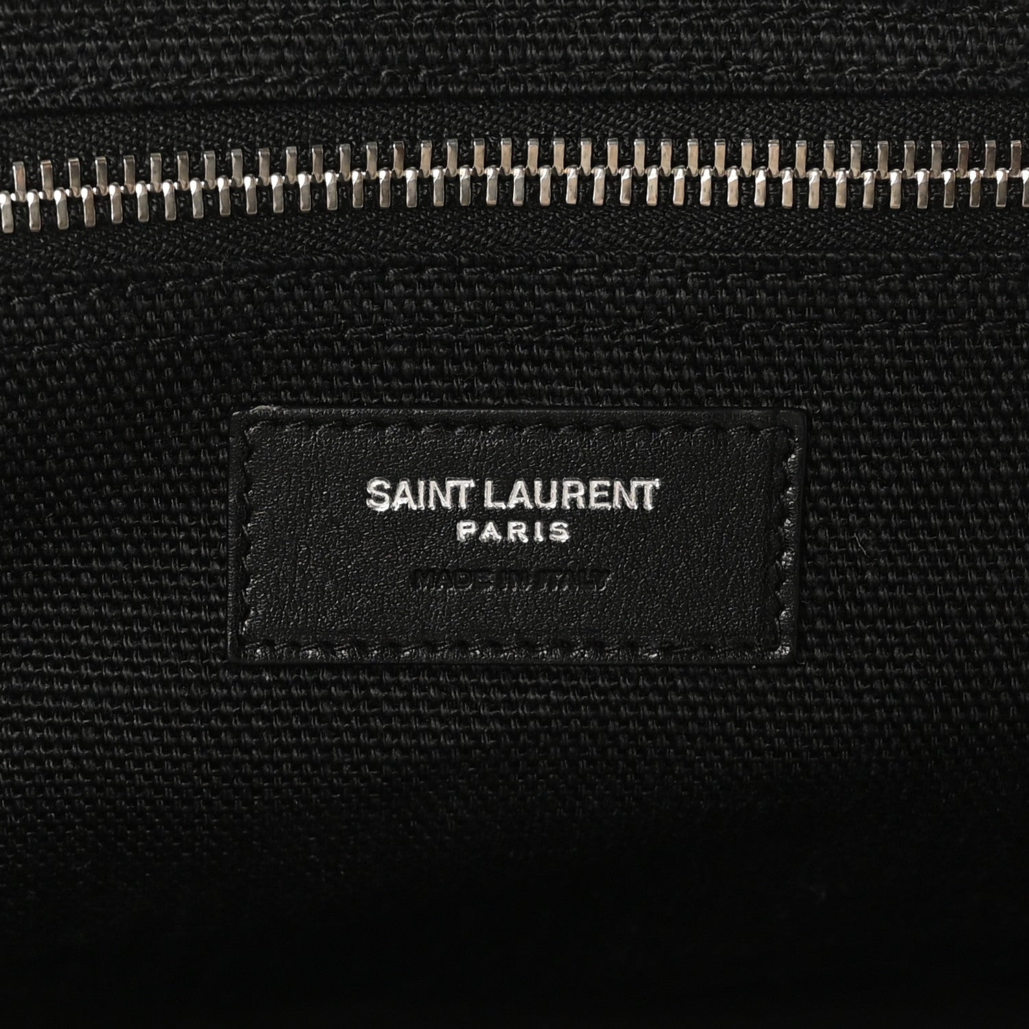 Saint Laurent Linen Calfskin Rive Gauche Tote White Black 6 of 9