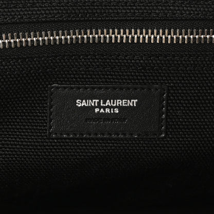 Saint Laurent Linen Calfskin Rive Gauche Tote White Black 6 of 9