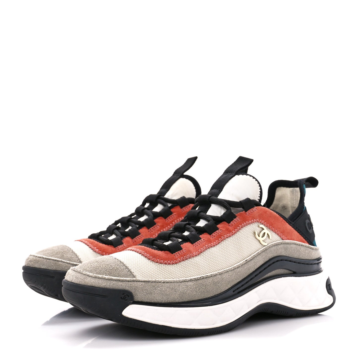Fabric Suede CC Sneakers 38 White Light Grey Pink