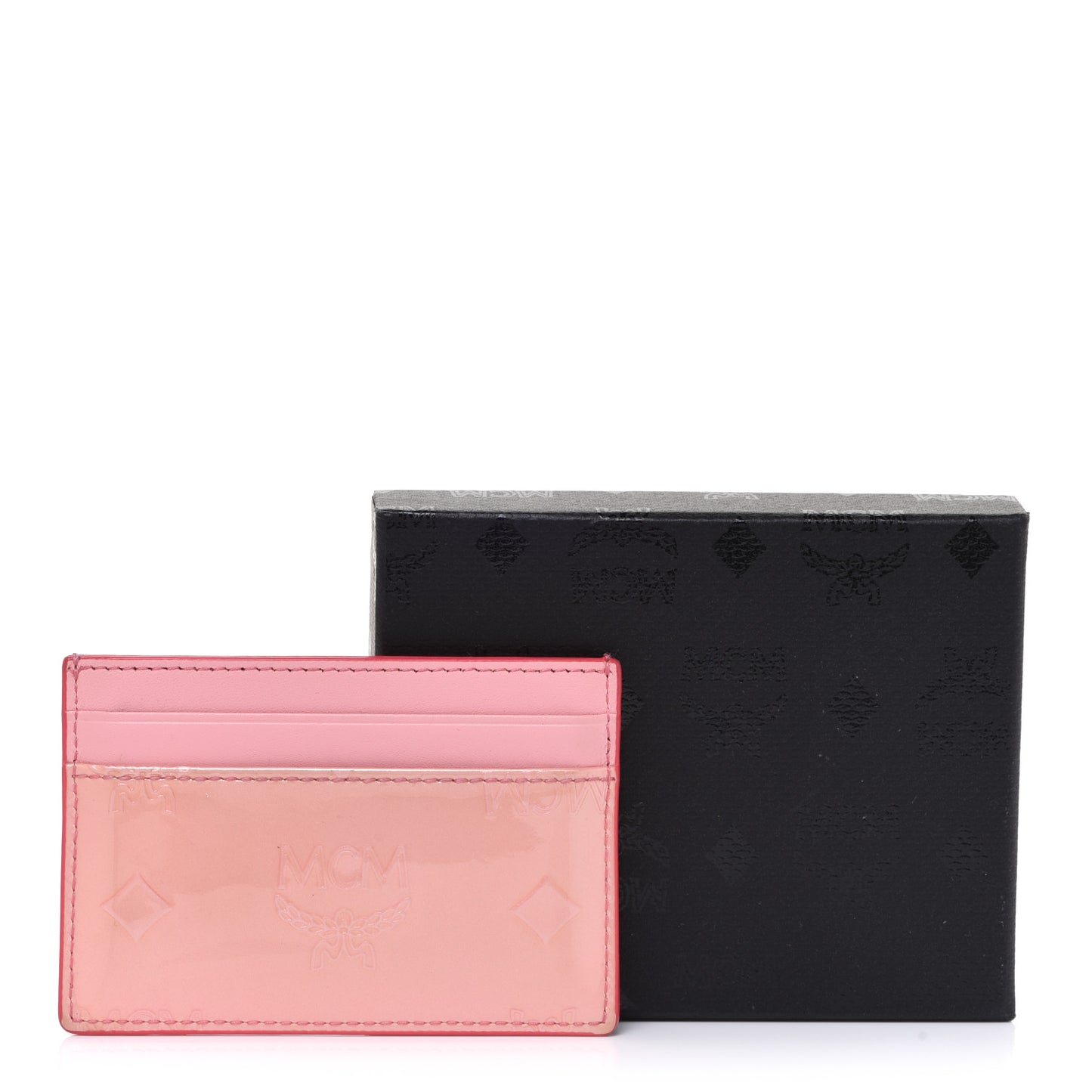 Patent Monogram Card Case Pink