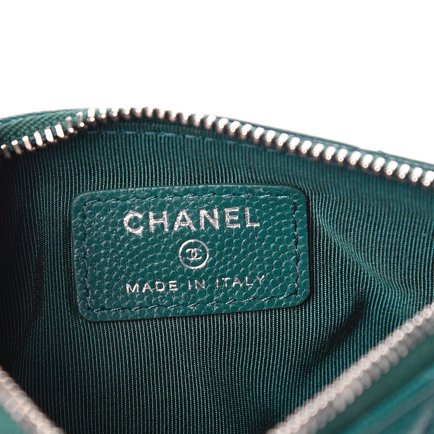 Chanel Caviar Quilted Small Cosmetic Case Dark Turquoise 6 of 8