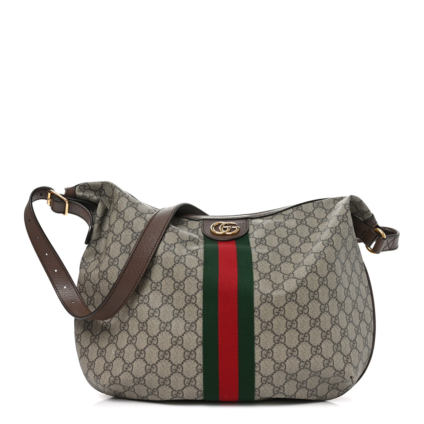 GG Supreme Monogram Web Ophidia Half Moon Hobo Brown