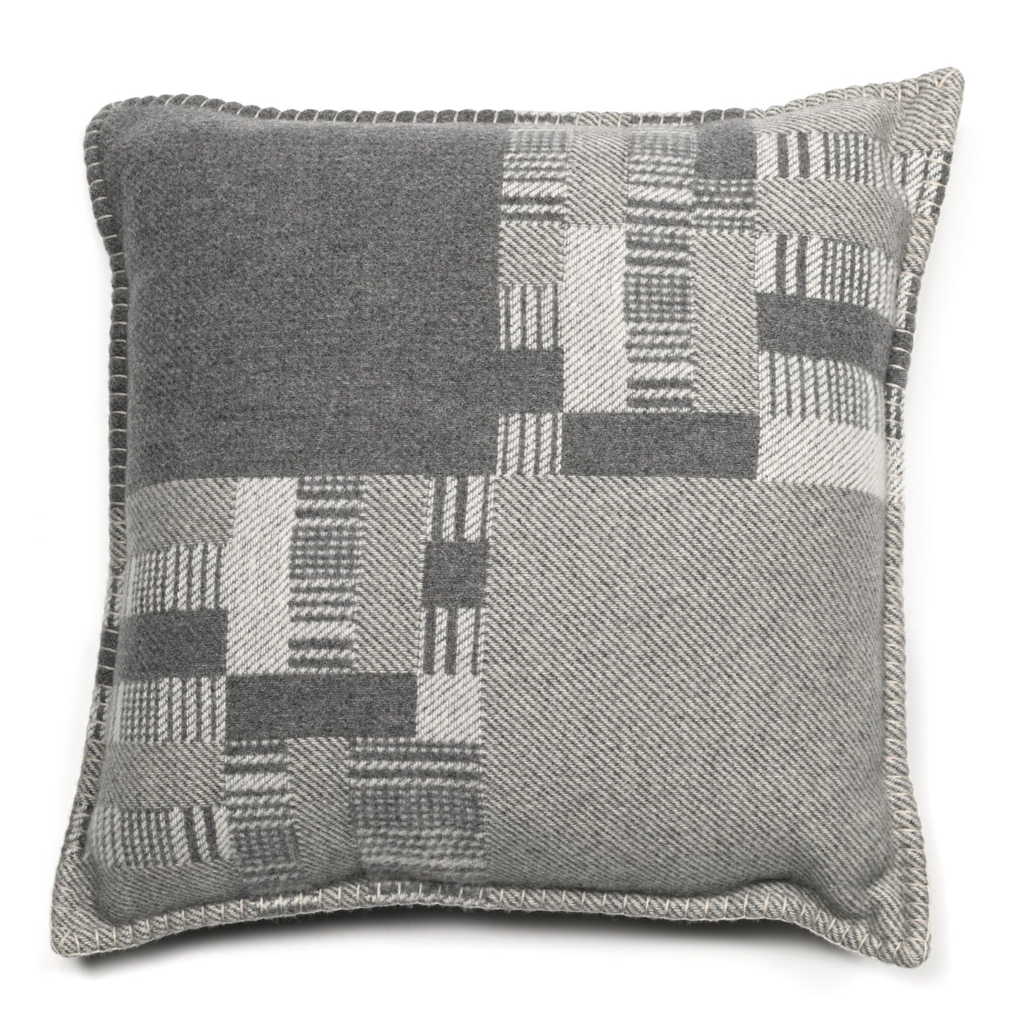 Wool Cashmere Avalon Paper Block Pillow Gris Acier