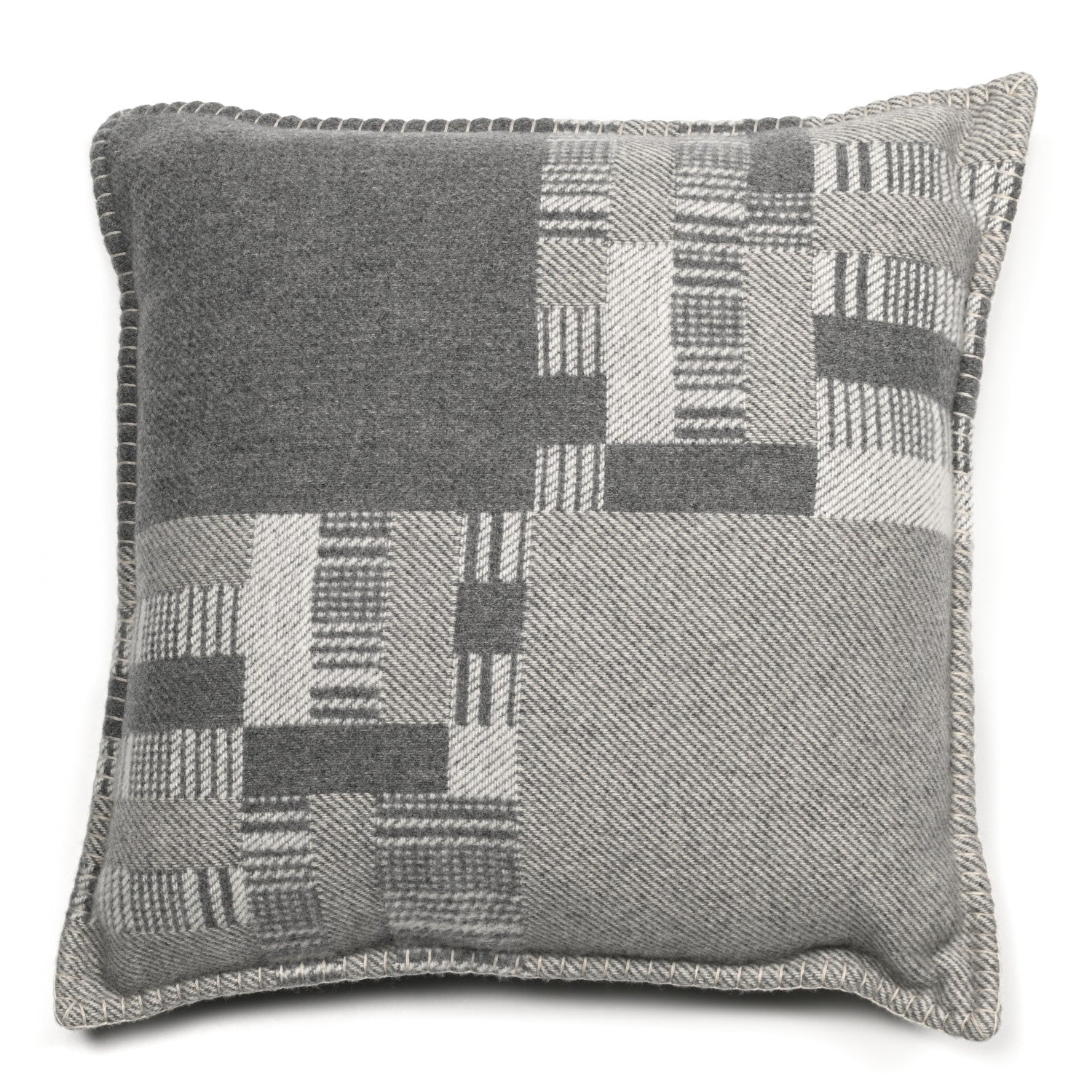 Hermes Wool Cashmere Avalon Paper Block Pillow Gris Acier 1 of 3