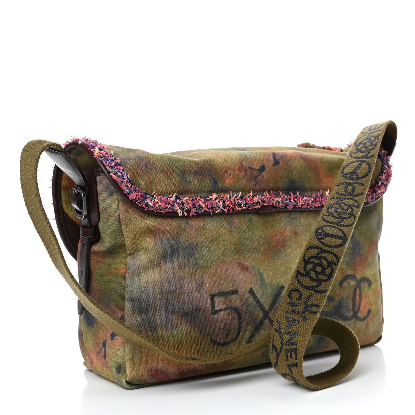 Washed Toile Large Graffiti On The Pavements Messenger Khaki Multicolor