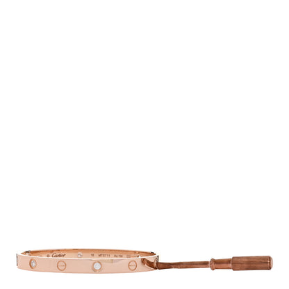 Cartier 18K Pink Gold 4 Diamond LOVE Bracelet 17 8 of 9