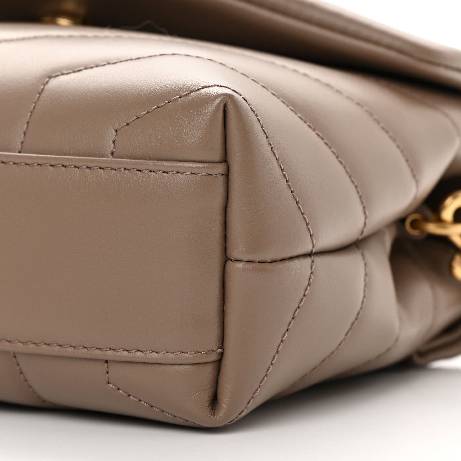 Saint Laurent Calfskin Y Quilted Monogram Toy Loulou Crossbody Bag Taupe 10 of 12