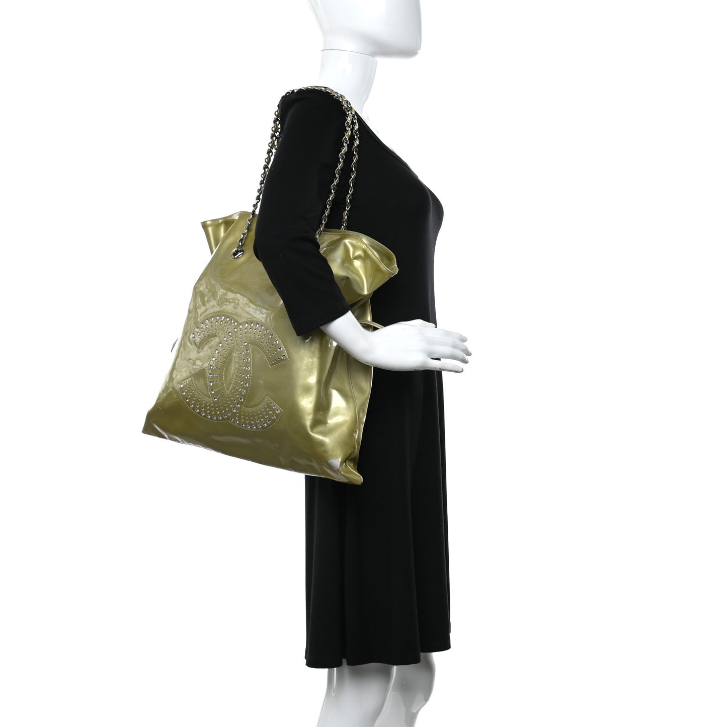 Patent Crystal Strass Bonbons Tote Silver
