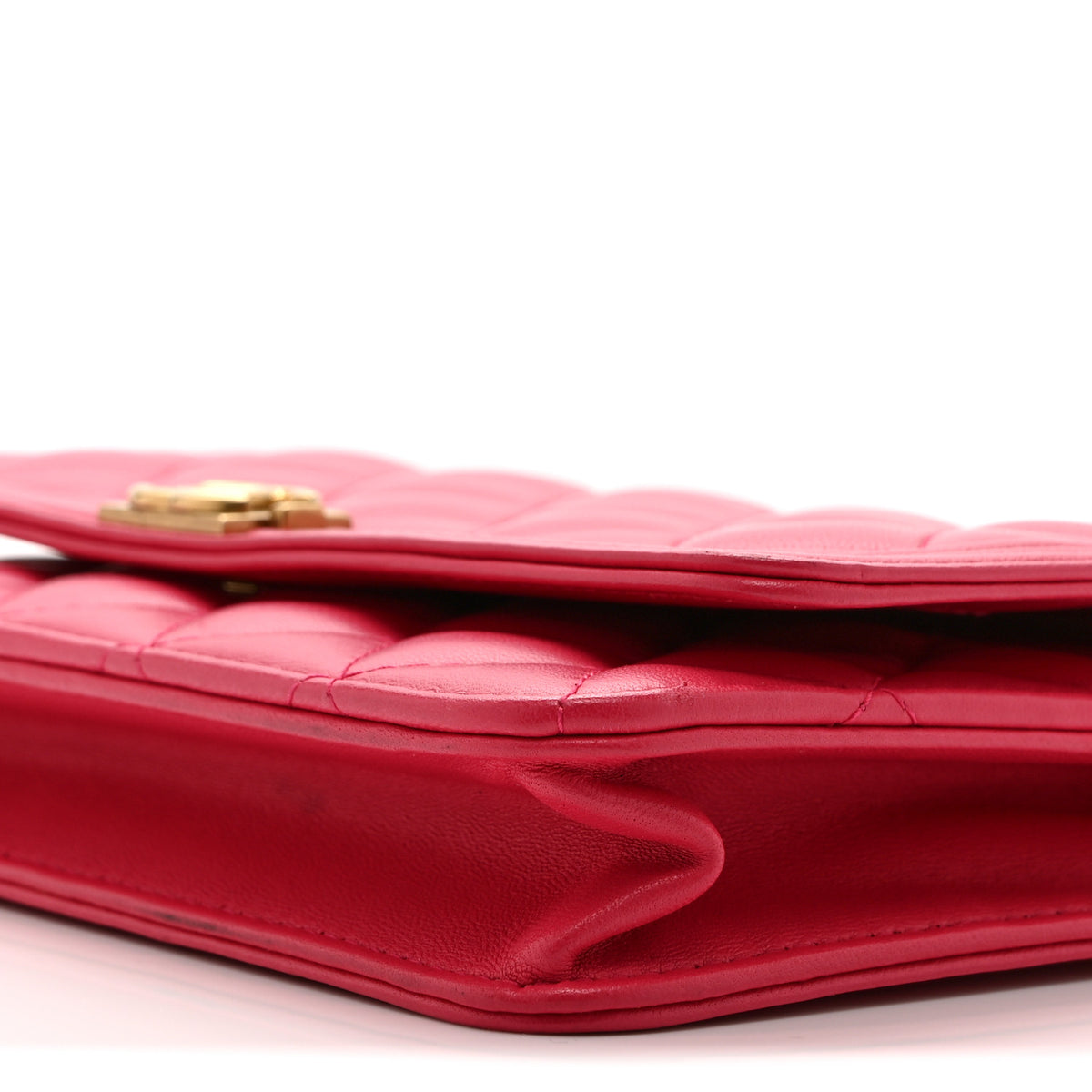 Chanel Lambskin Quilted Boy Wallet On Chain WOC Dark Pink 11 of 11