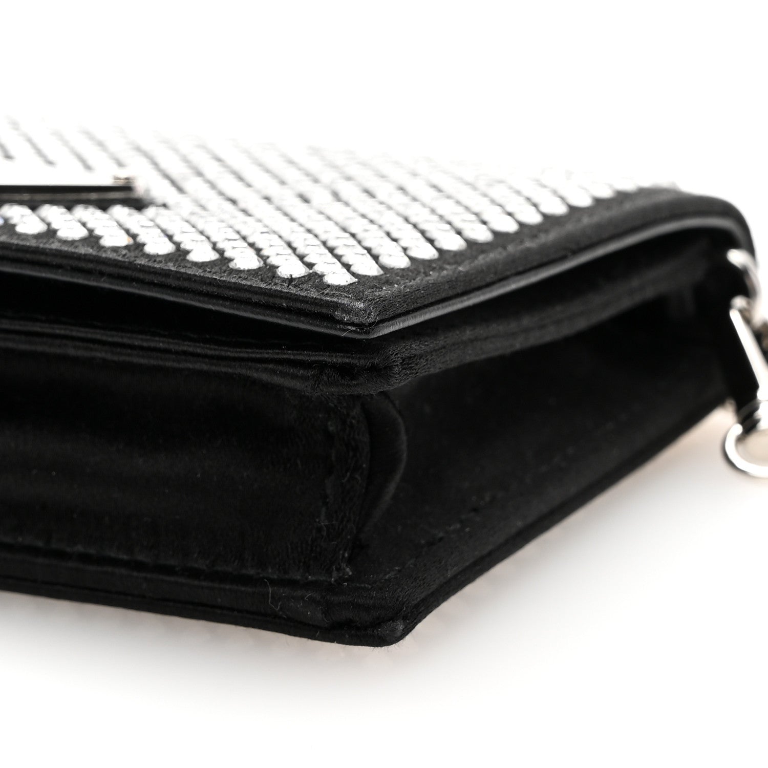 Prada Satin Crystal Metal Triangle Logo Card Holder With Strap Cristal 9 of 11