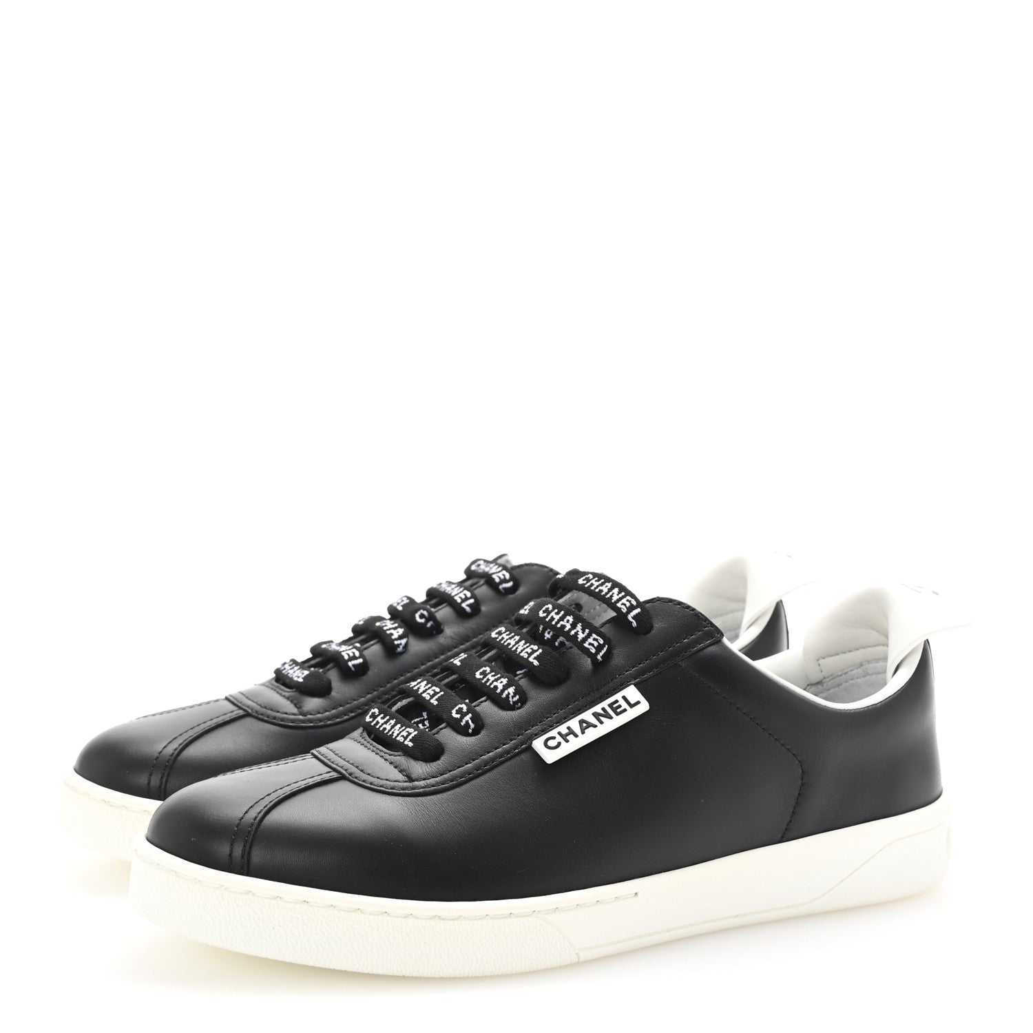 Chanel Calfskin CC Womens Sneakers 36.5 Black 4 of 10