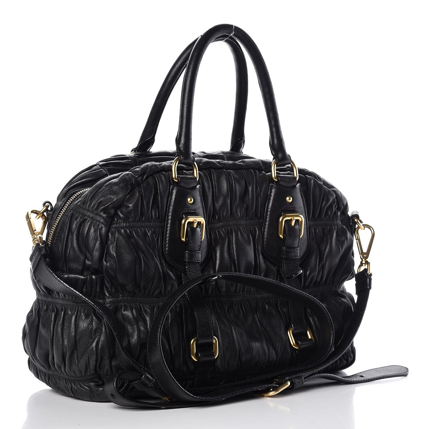 Nappa Gaufre Dome Satchel Black