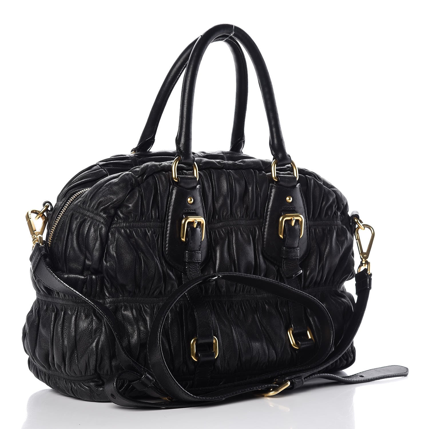 Prada Nappa Gaufre Dome Satchel Black 3 of 10