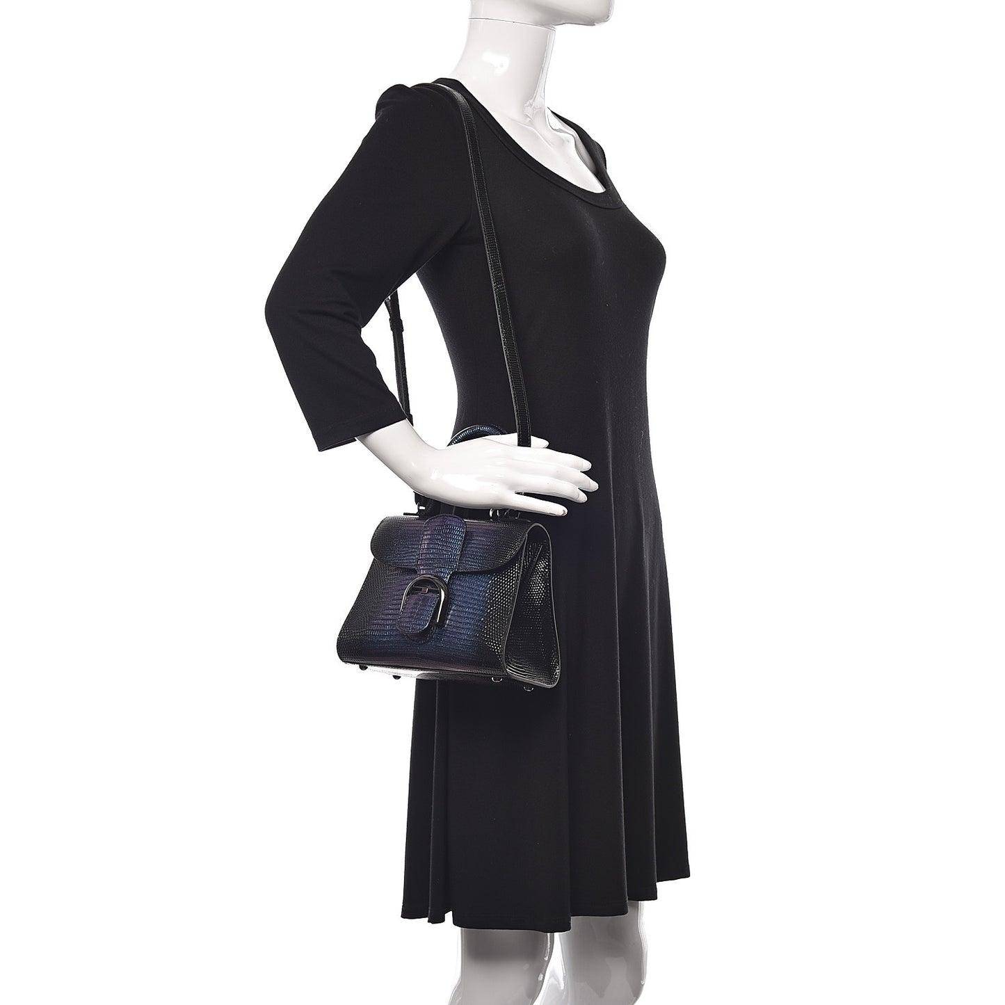 Iridescent Lizard Mini Brillant Satchel Black