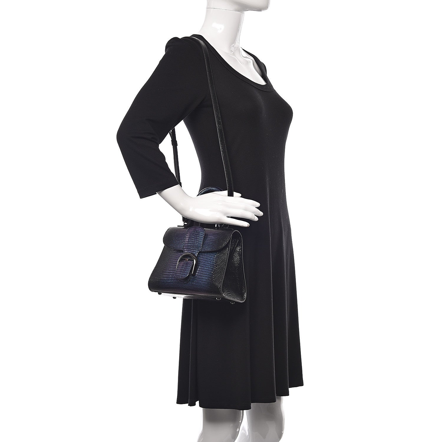 Delvaux Iridescent Lizard Mini Brillant Satchel Black 2 of 9