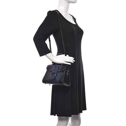 Delvaux Iridescent Lizard Mini Brillant Satchel Black 2 of 9