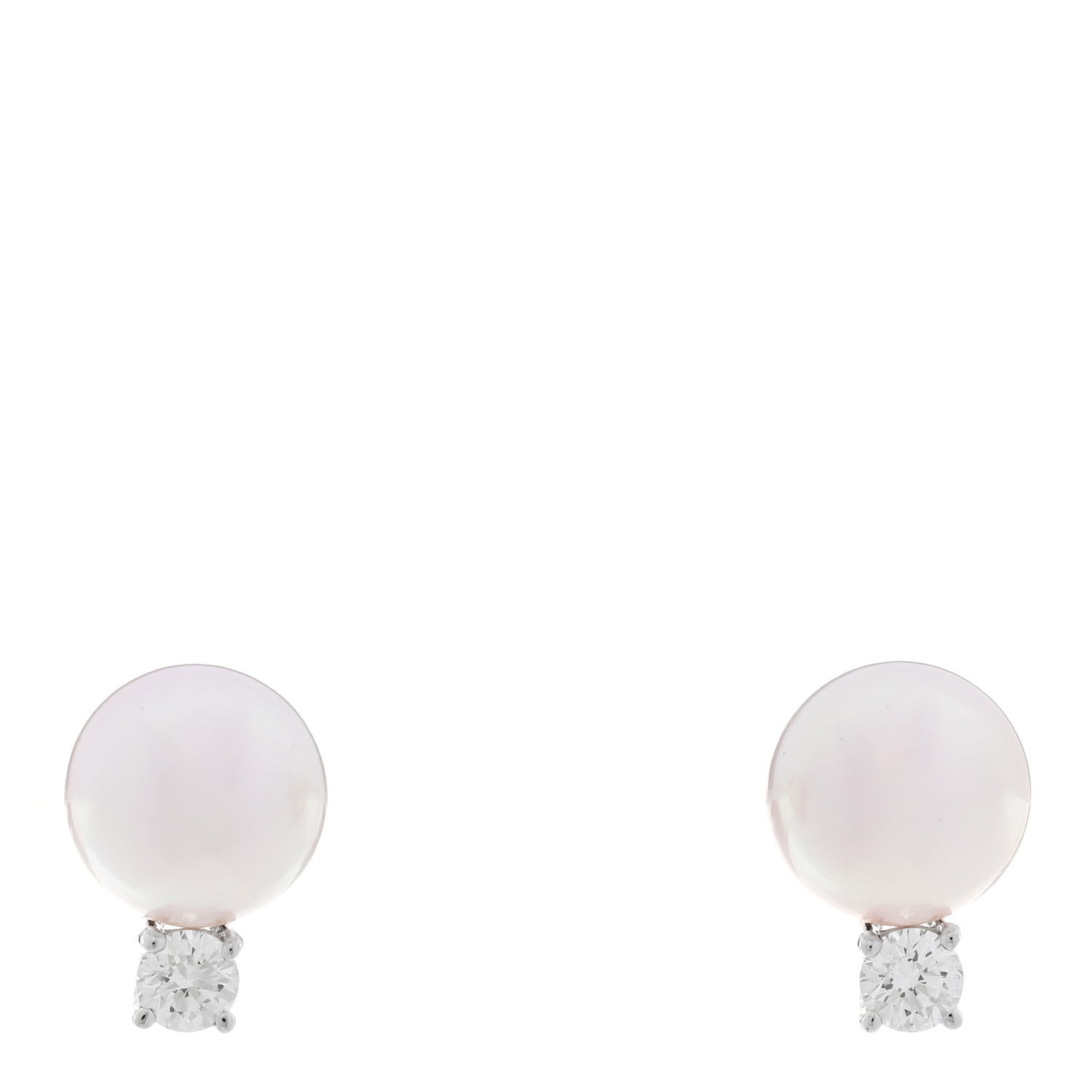18K White Gold Diamond Akoya Pearl 7.5-8mm Signature Earrings