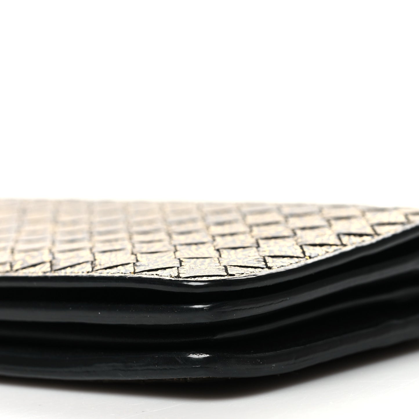 Metallic Nappa Intrecciato Chain Wallet Gold