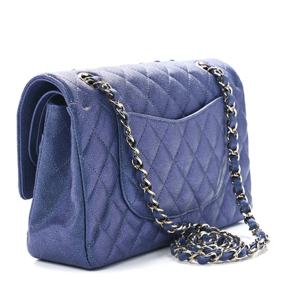 Chanel Iridescent Caviar Quilted Medium Double Flap Dark Blue 2 of 11