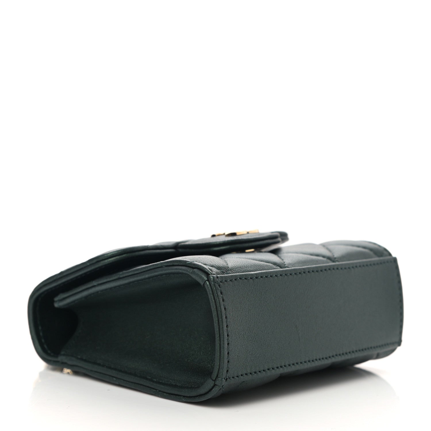 Chanel Iridescent Lambskin Quilted Top Handle Flap Clutch With Chain Dark Green 4 of 9