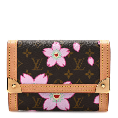 Louis Vuitton Monogram Cherry Blossom Porte-Monnaie Plat Coin Purse Brown 1 of 6